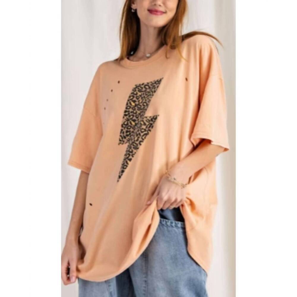 NEW EASEL lightning bolt oversized tee in cantaloupe